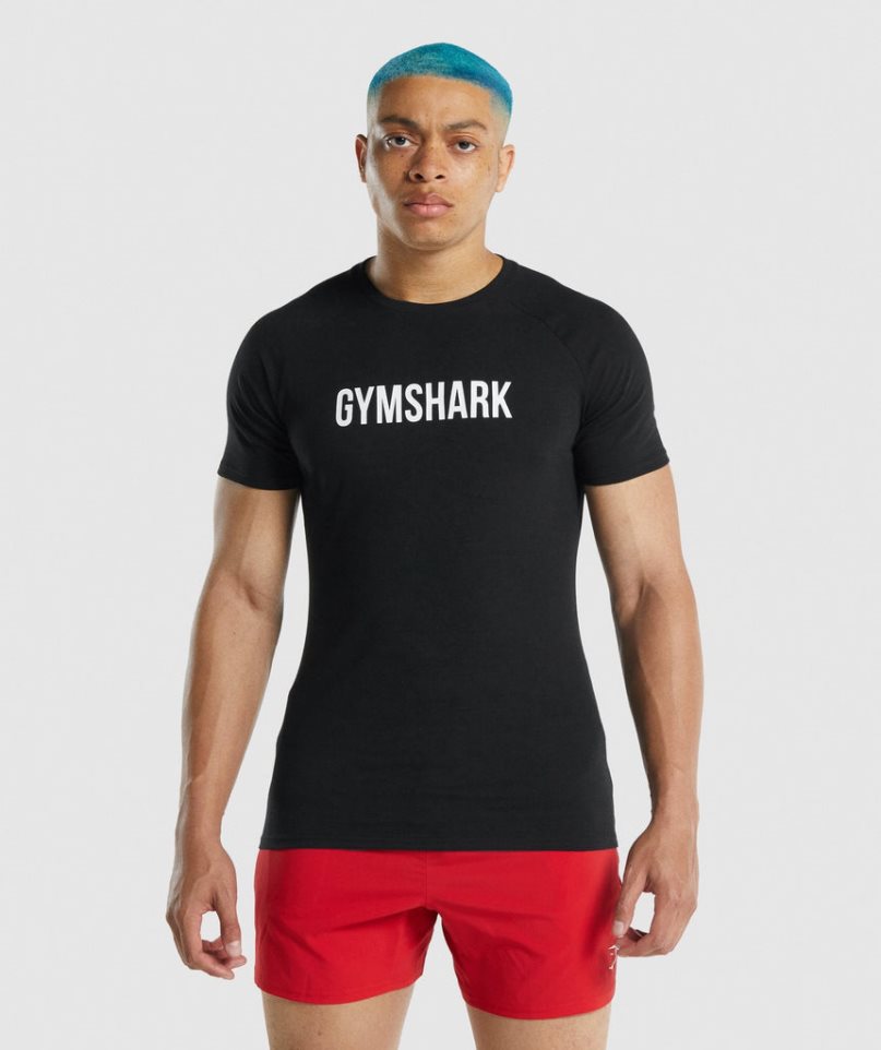 Koszulki Gymshark Apollo Męskie Czarne | PL 014COL